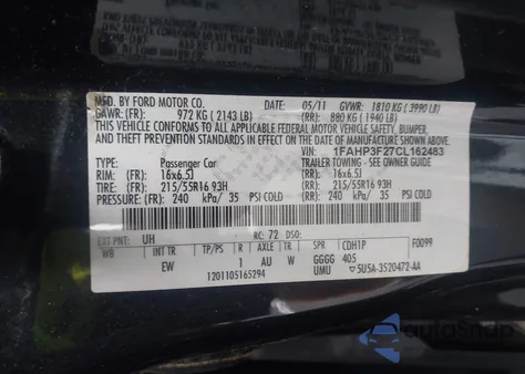 2012 Ford Focus Se z USA, uszkodzony, nr VIN 1FAHP3F27CL162483